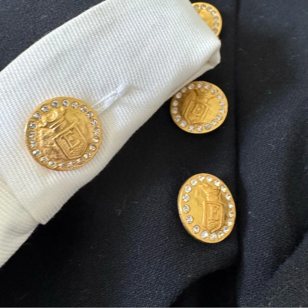 Vintage Escada Couture Black White romper Dress with Gold Accents size 36 - Picture 4 of 14